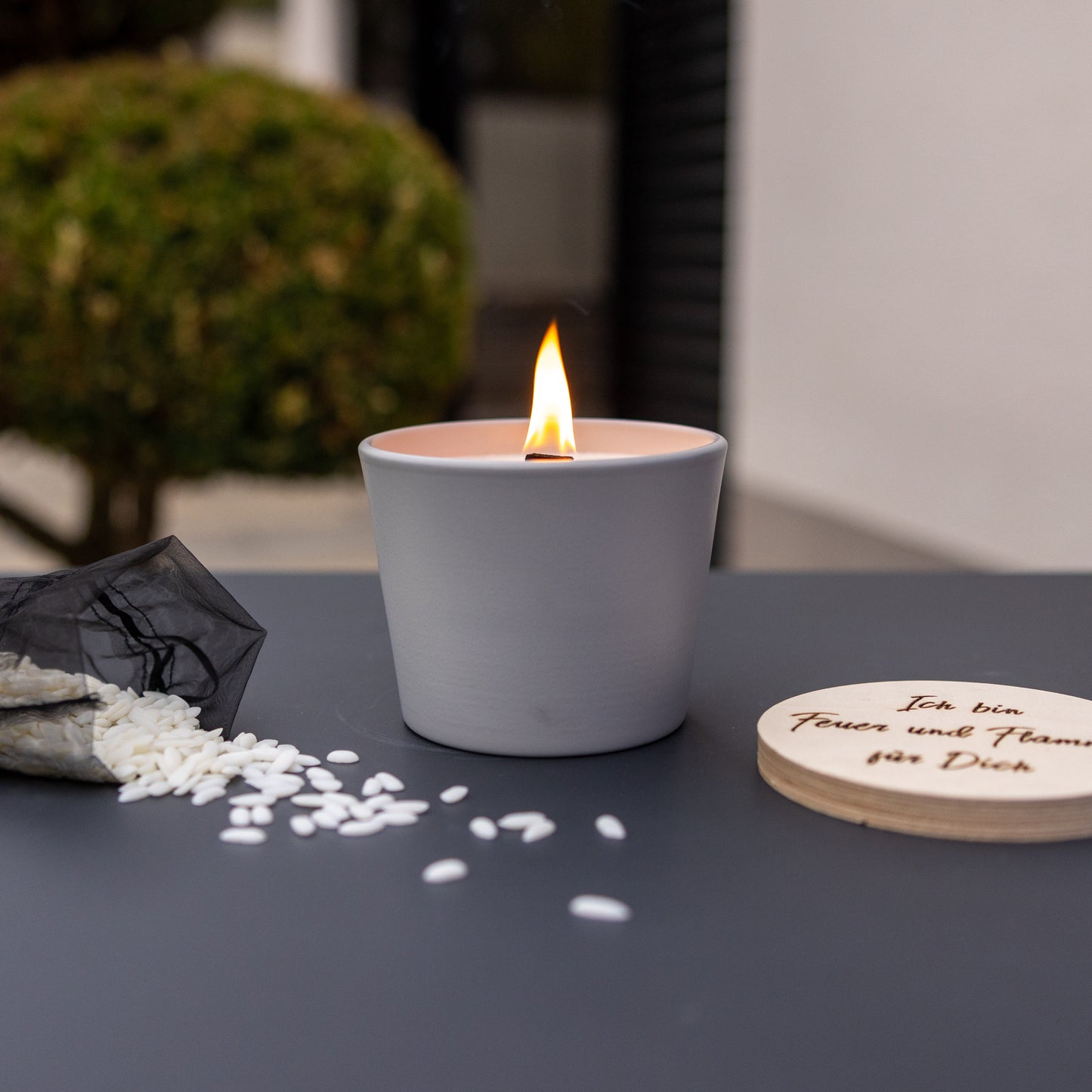 Wachsfresser Keramik Grau