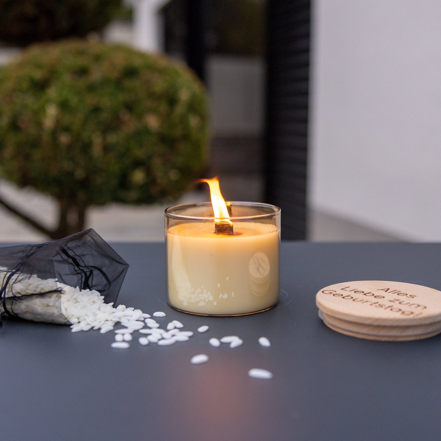 Wachsfresser in Gold - Durchmesser 10cm - Umweltfreundliches Schmelzfeuer | Gartenfackel | Outdoor Tischfeuer | Topffackel - MAJVI-MANUFAKTUR