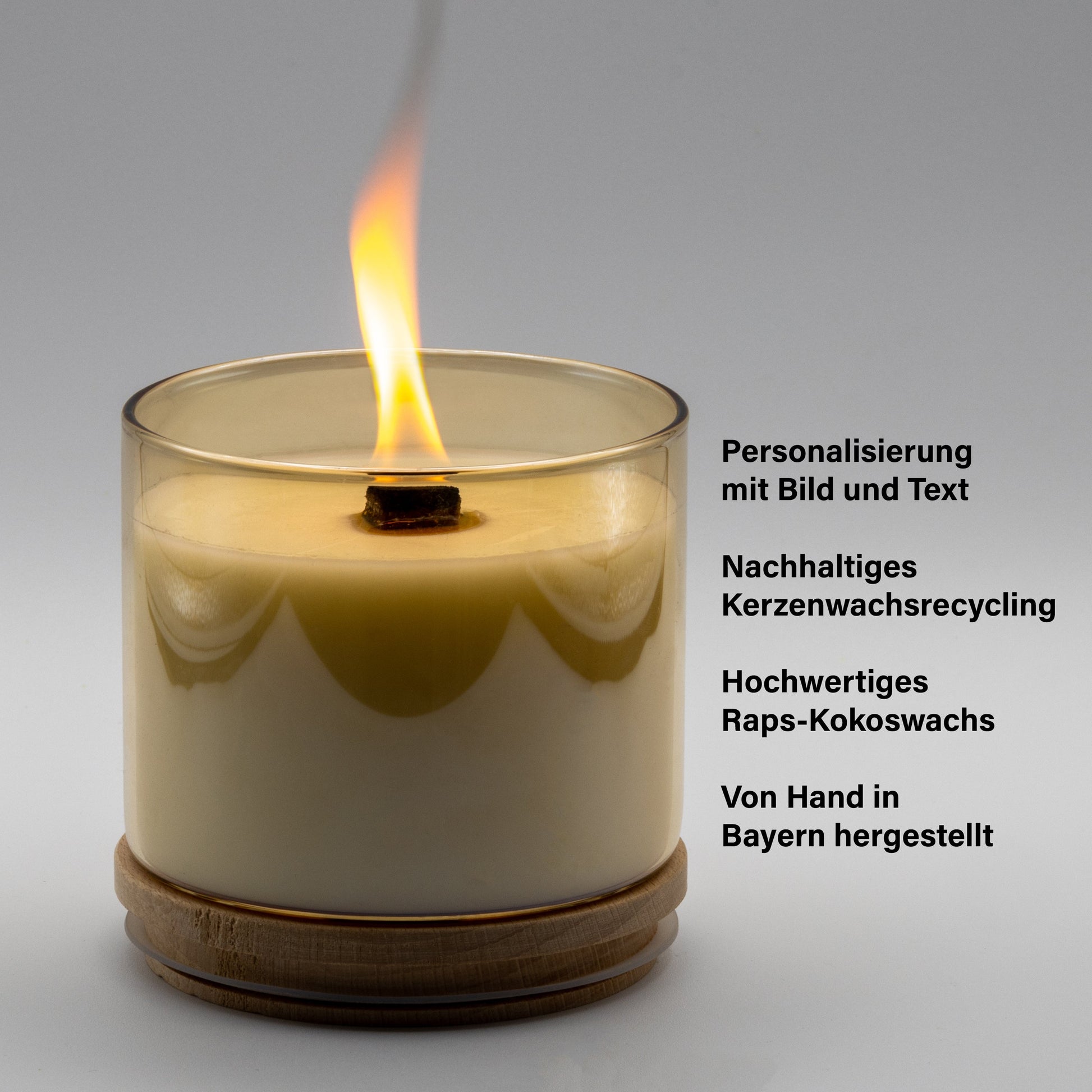 Wachsfresser in Gold - Durchmesser 10cm - Umweltfreundliches Schmelzfeuer | Gartenfackel | Outdoor Tischfeuer | Topffackel - MAJVI-MANUFAKTUR